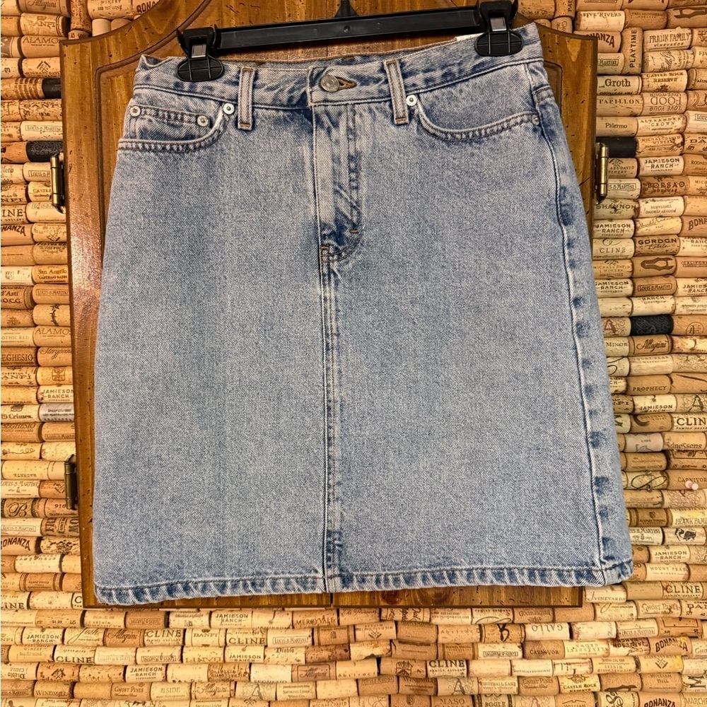 Vintage 90s Tommy Hilfiger stone wash cotton midi denim skirt size 4